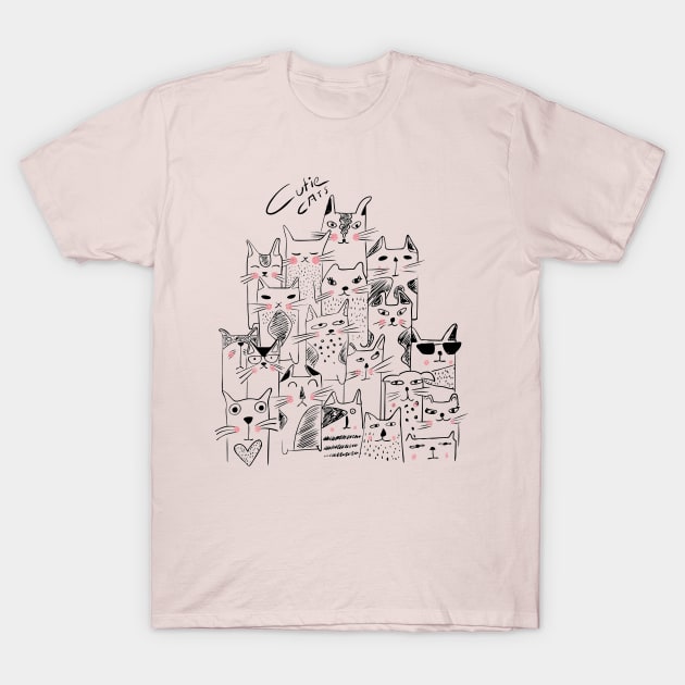 Cutie Cats T-Shirt by UrbanBlazeStudio